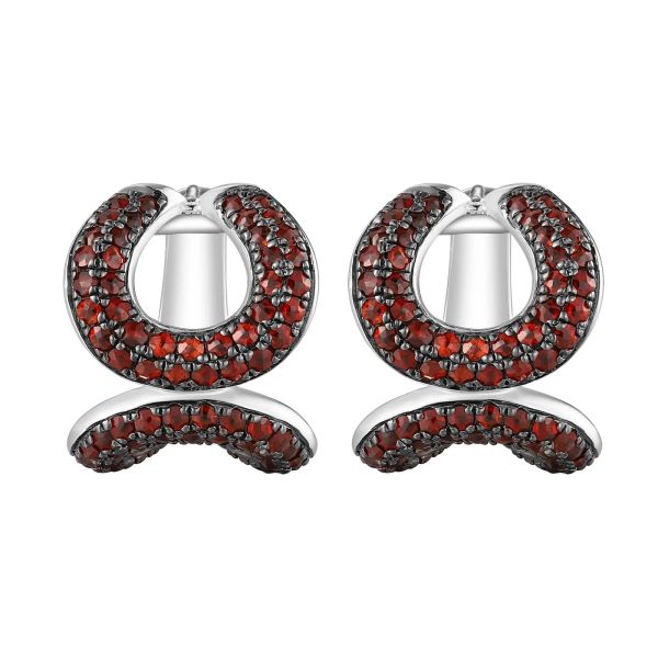 Šperky s granáty stříbro náušnice - 435 #4