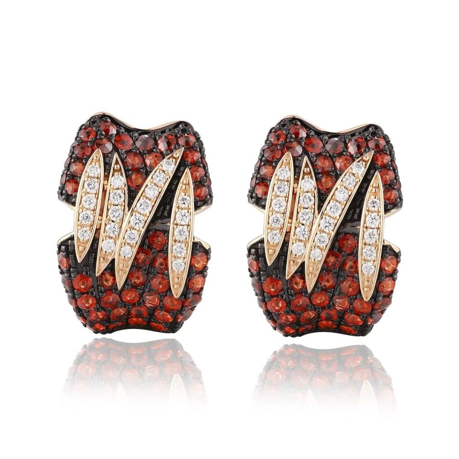 Garnet diamond earring - 538
