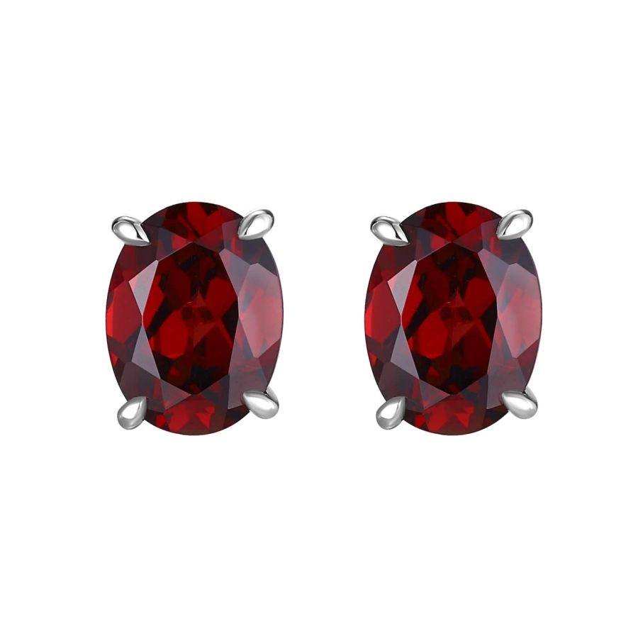 Šperky s granáty stříbro náušnice - 406