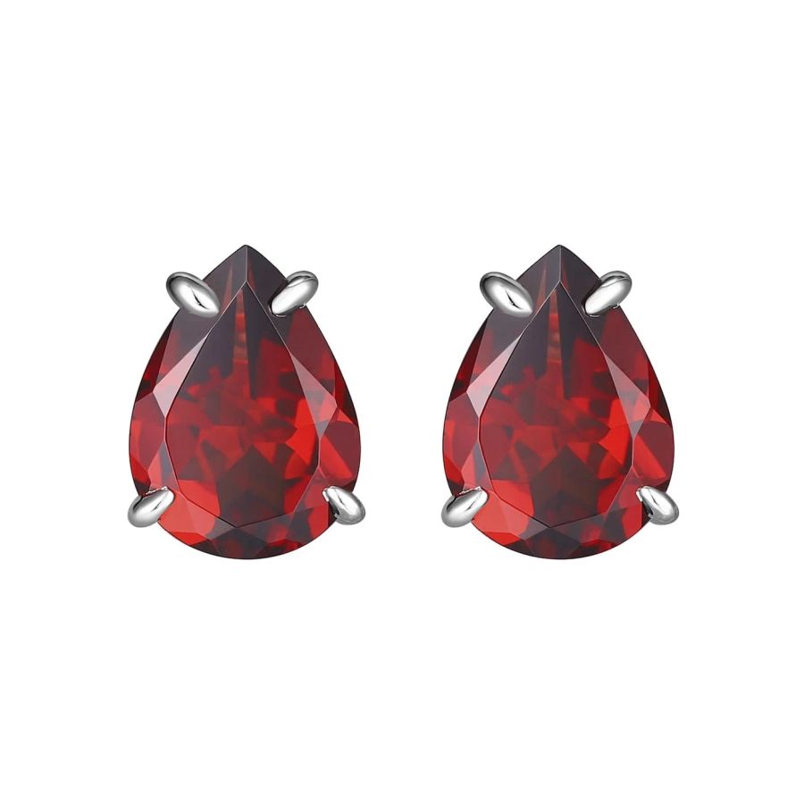 Garnet silver earring - 414