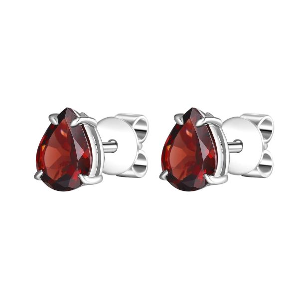 Garnet silver earring - 414 #3