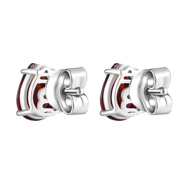 Garnet silver earring - 414 #4