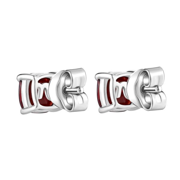 Garnet silver earring - 417 #4