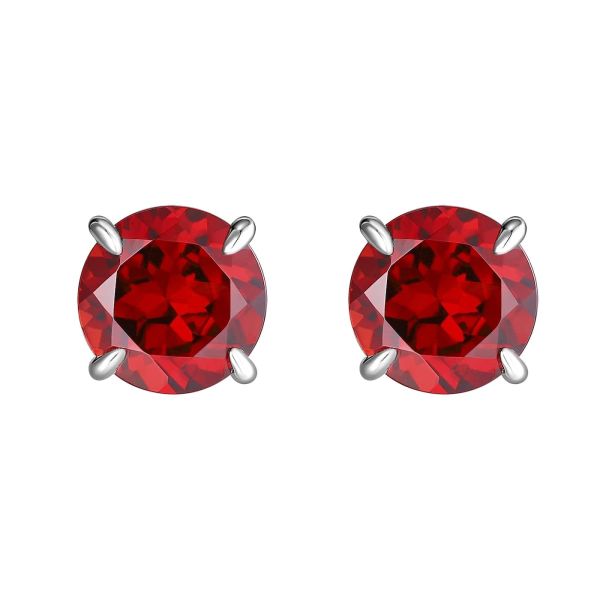 Garnet silver earring - 409 #2