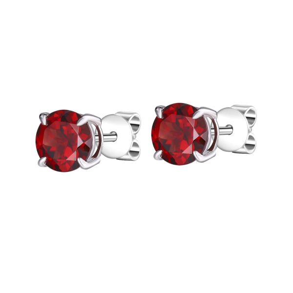 Garnet silver earring - 409 #3