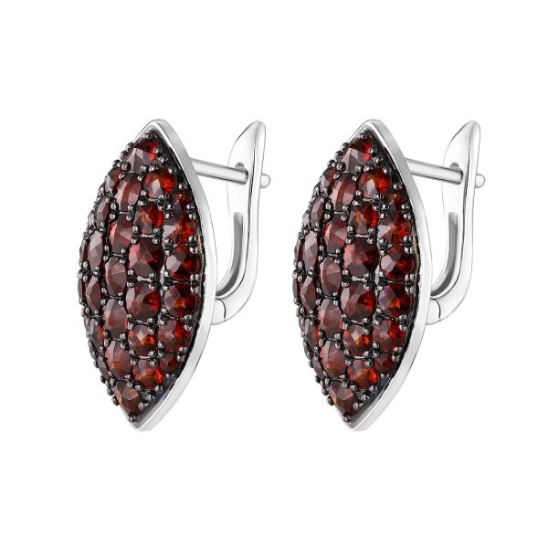 Šperky s granáty stříbro náušnice - 392 #3