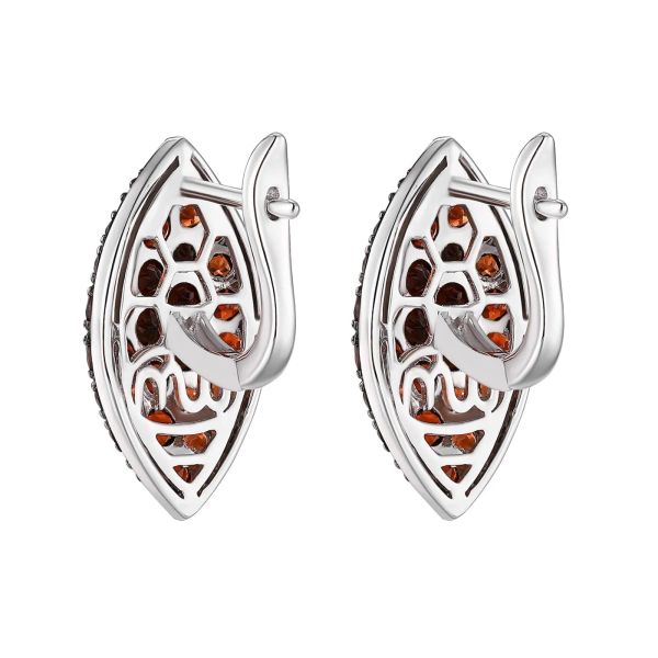 Šperky s granáty stříbro náušnice - 392 #4