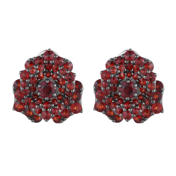 Garnet silver earring - 590 #2
