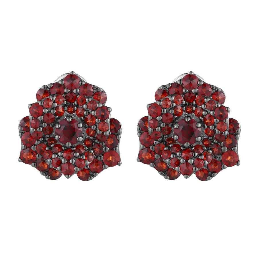 Garnet silver earring - 590