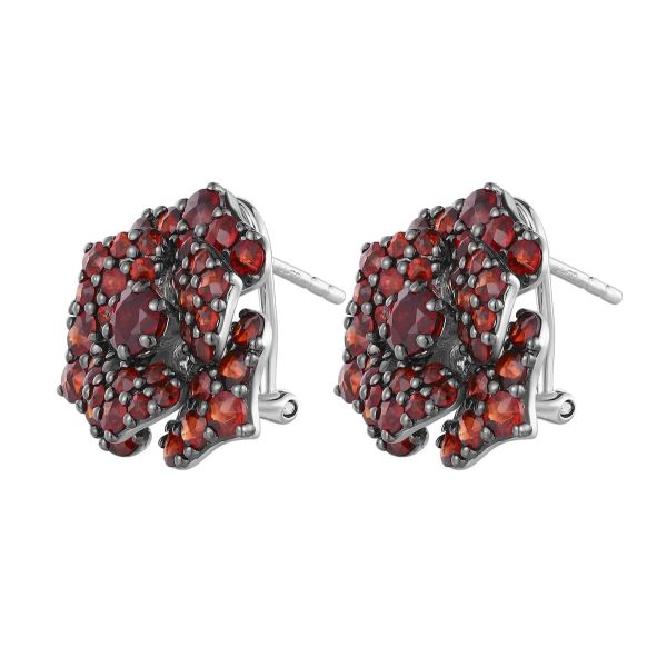 Garnet silver earring - 590 #3