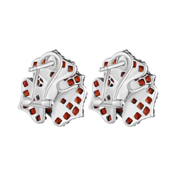 Garnet silver earring - 590 #4