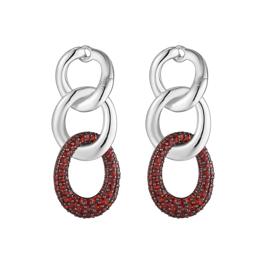 Šperky s granáty stříbro náušnice - 436