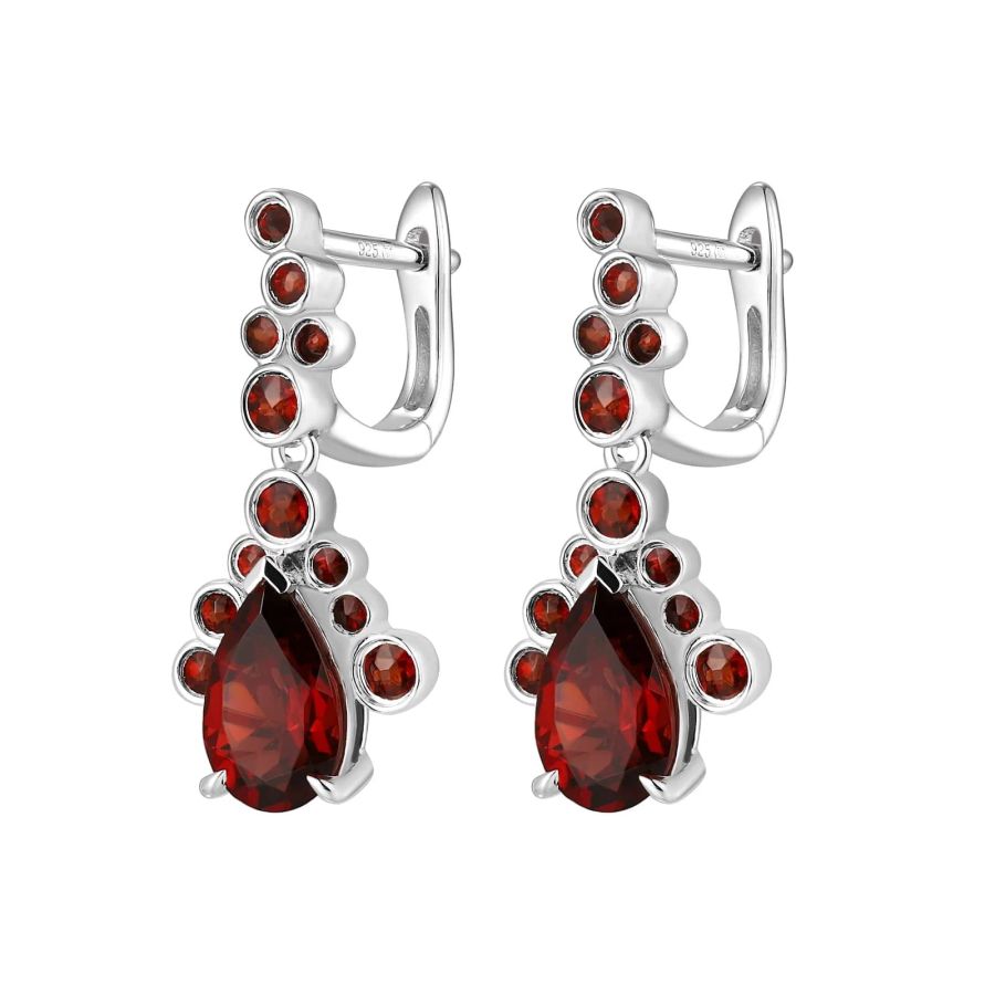 Garnet silver earring - 422
