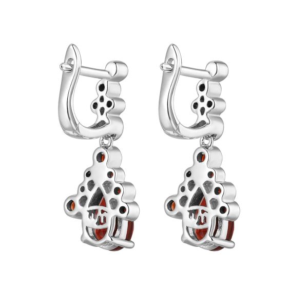 Garnet silver earring - 422 #3