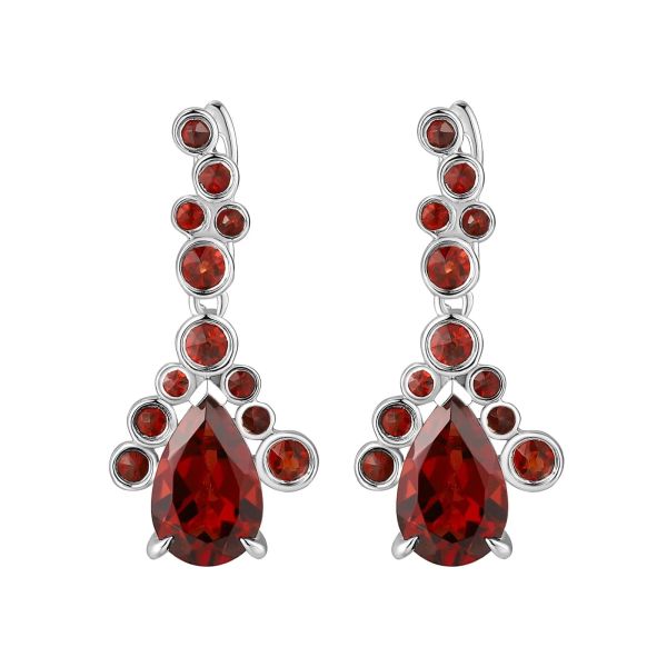 Garnet silver earring - 422 #4