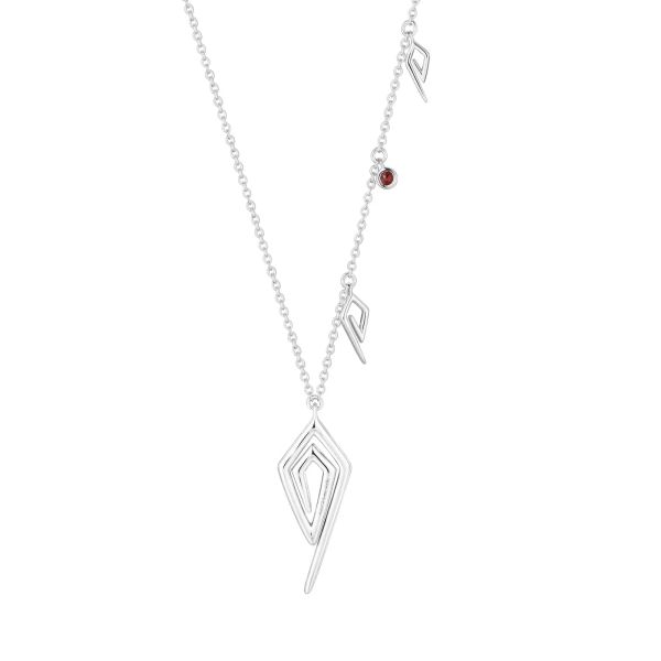 Garnet silver necklace - 393 #3