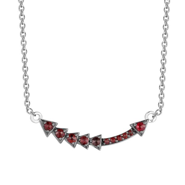 Garnet silver necklace - 395 #2