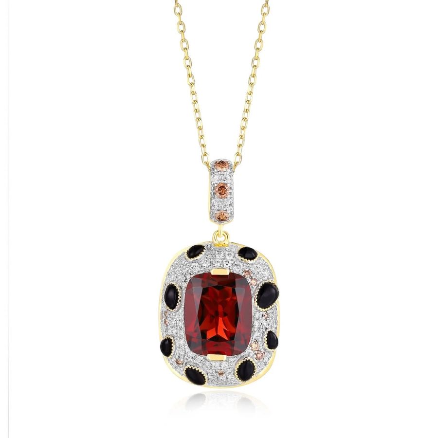 Garnet diamond pendant - 977
