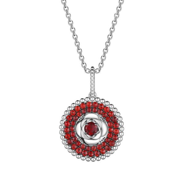 Garnet silver pendant - 427 #2