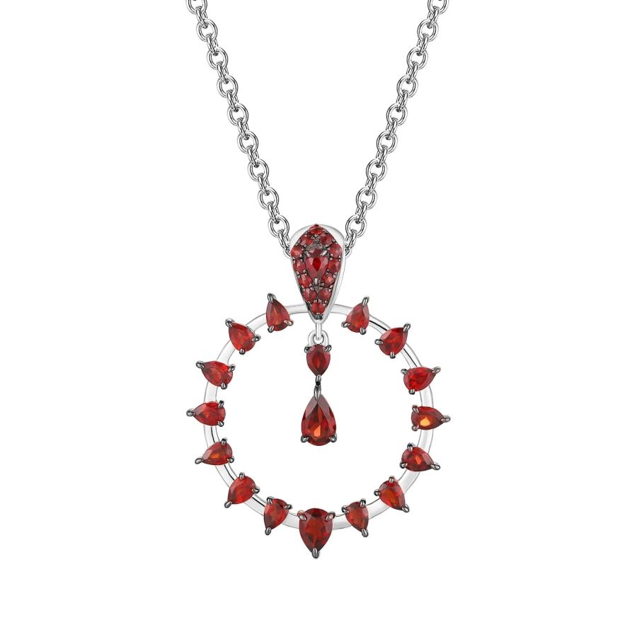 Garnet silver pendant - 444