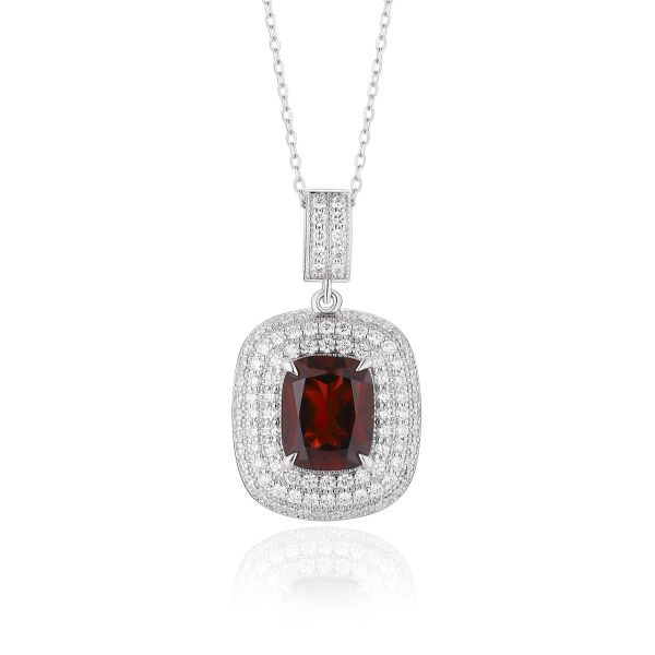 Garnet diamond pendant - 559 #2