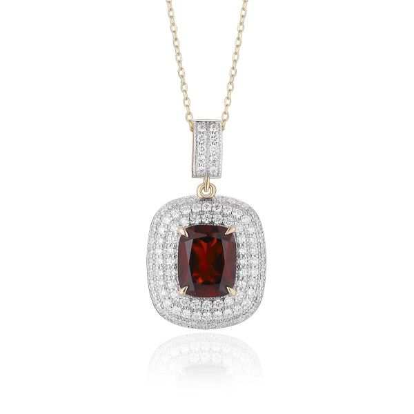 Garnet diamond pendant - 558 #2