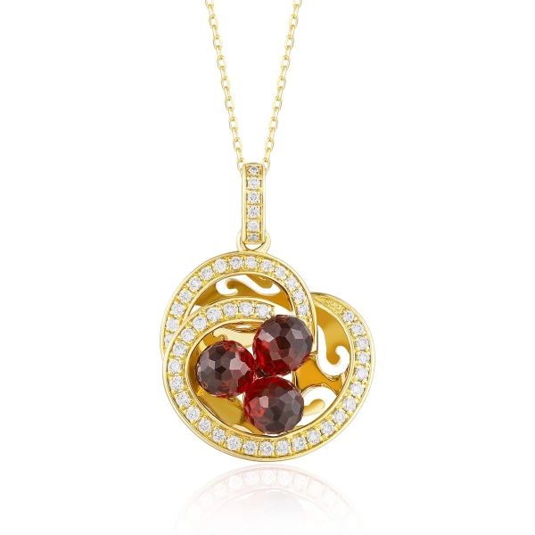 Garnet diamond pendant - 980 #2