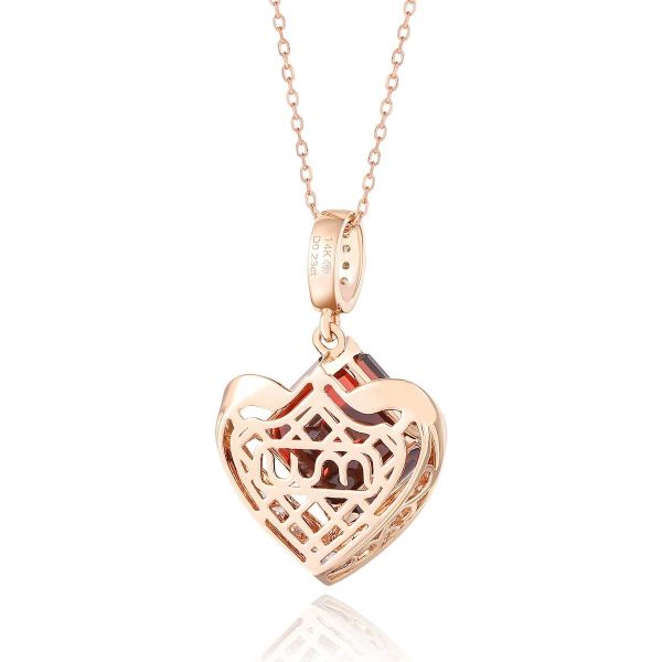 Garnet diamond pendant - 982 #3