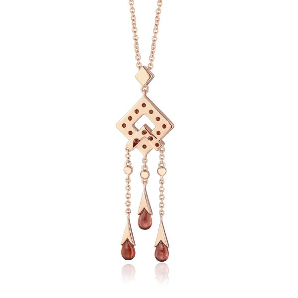 Garnet gold necklace - 585 #3
