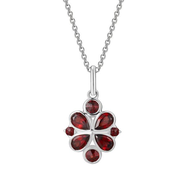 Garnet silver pendant - 398 #2