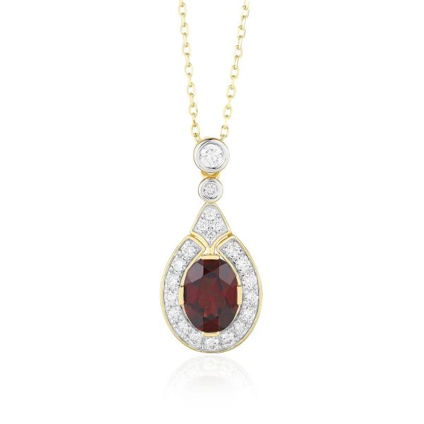 Garnet diamond pendant - 984 #2