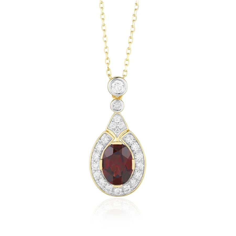 Garnet diamond pendant - 984