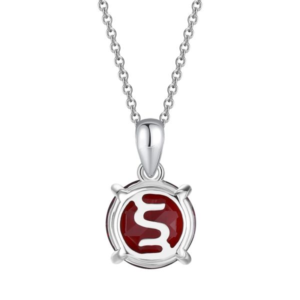 Garnet silver pendant - 408 #3