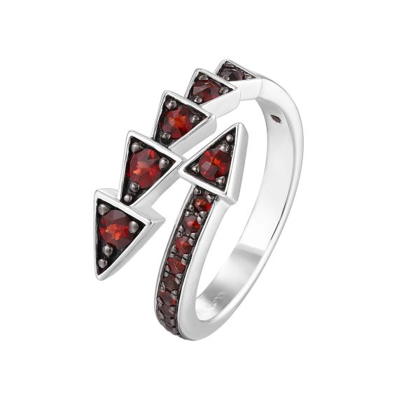 Šperky s granáty stříbro prsten - 1090 #3