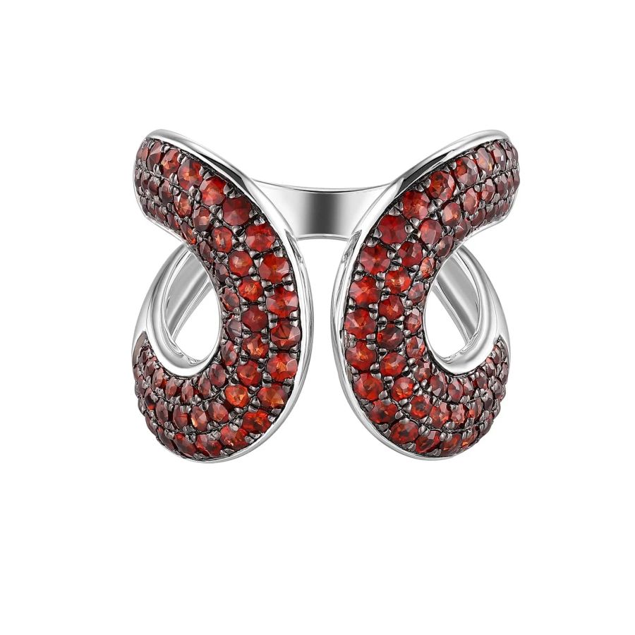 Šperky s granáty stříbro prsten - 1123