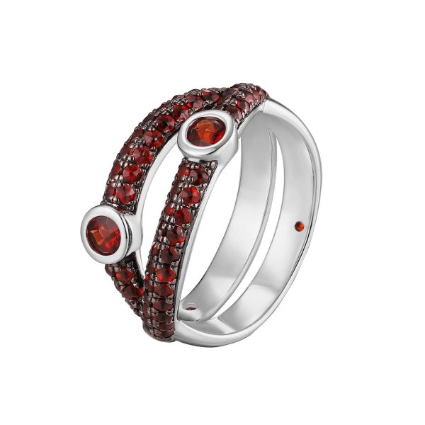 Garnet silver ring - 1097 #2