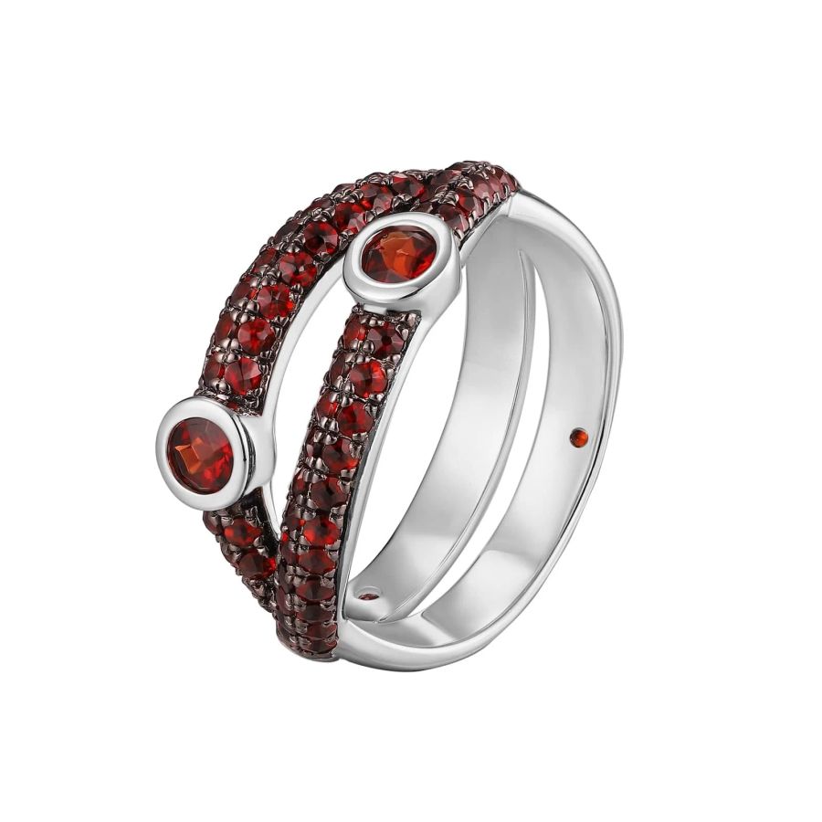 Garnet silver ring - 1097