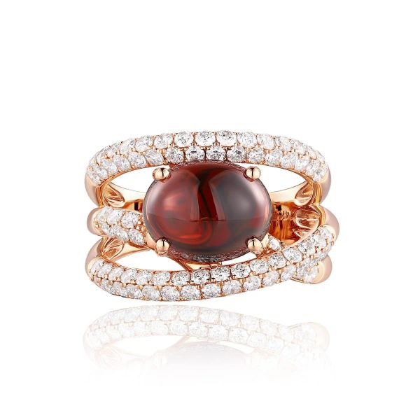Garnet diamond ring - 1136 #2