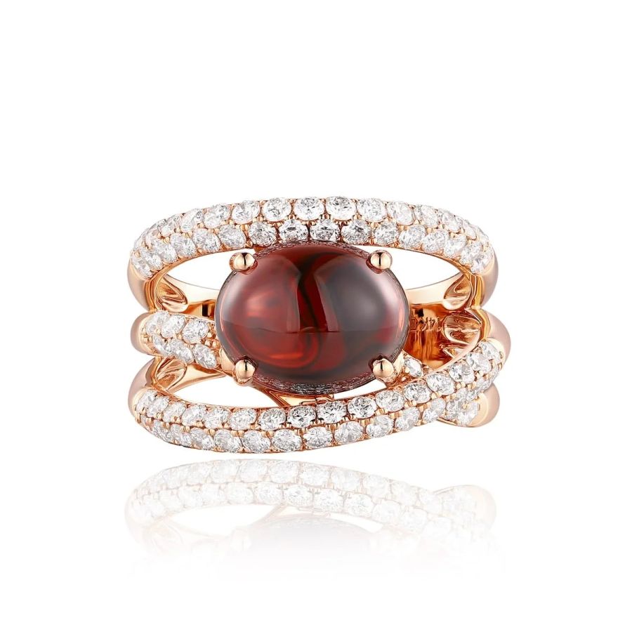 Garnet diamond ring - 1136