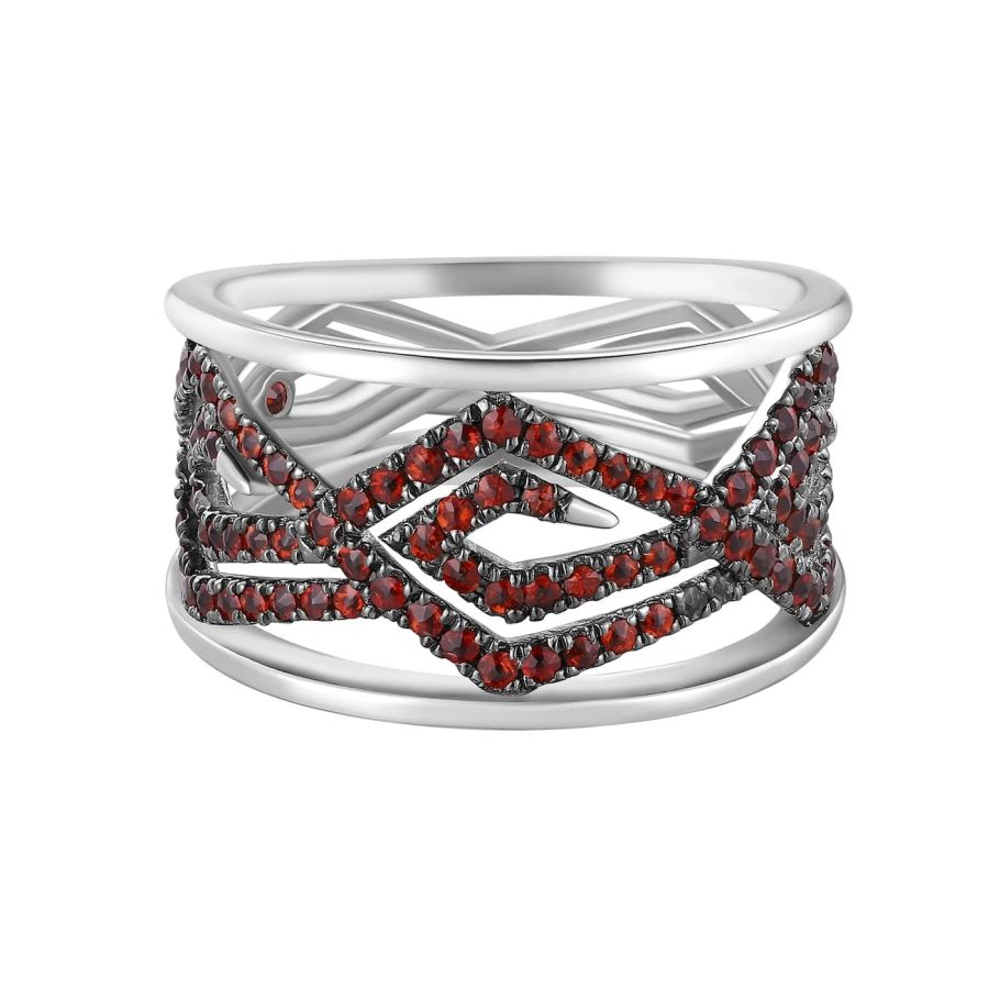 Šperky s granáty stříbro prsten - 1096