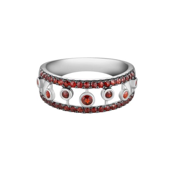 Garnet silver ring - 1162 #3