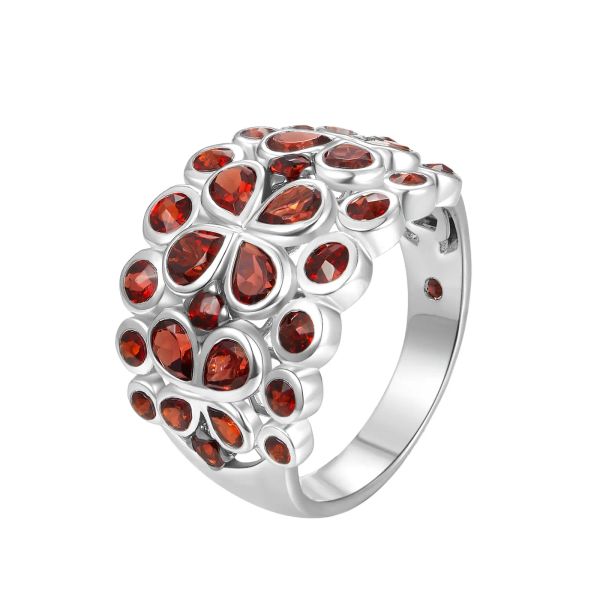 Šperky s granáty stříbro prsten - 1155 #2