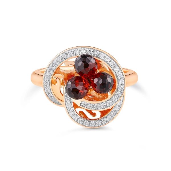Garnet diamond ring - 1166 #2