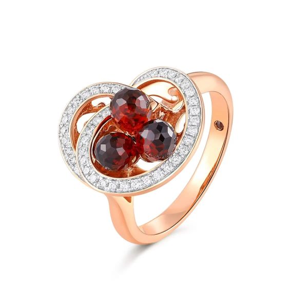 Garnet diamond ring - 1166 #3