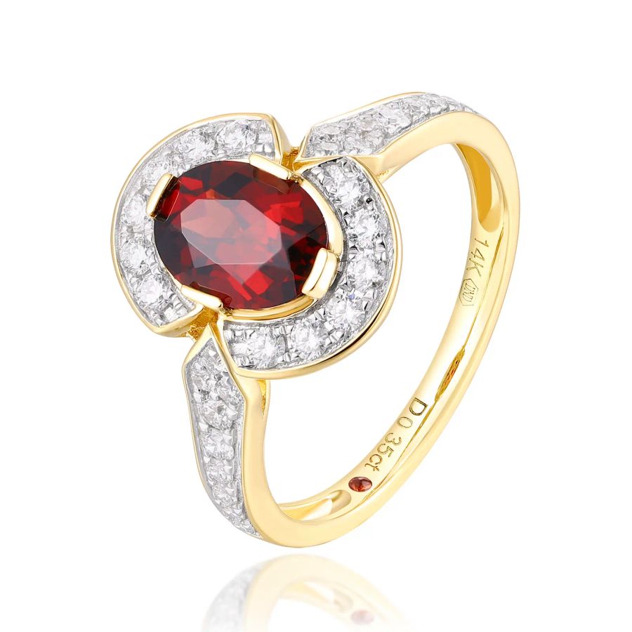 Šperky s granáty diamant prsten - 1141