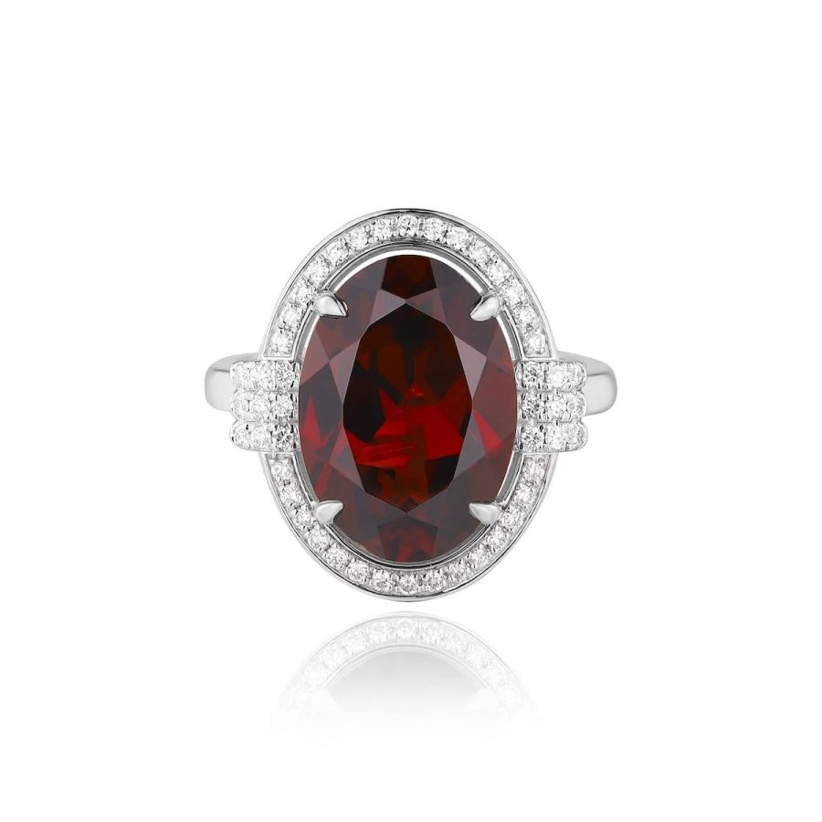 Šperky s granáty diamant prsten - 1138