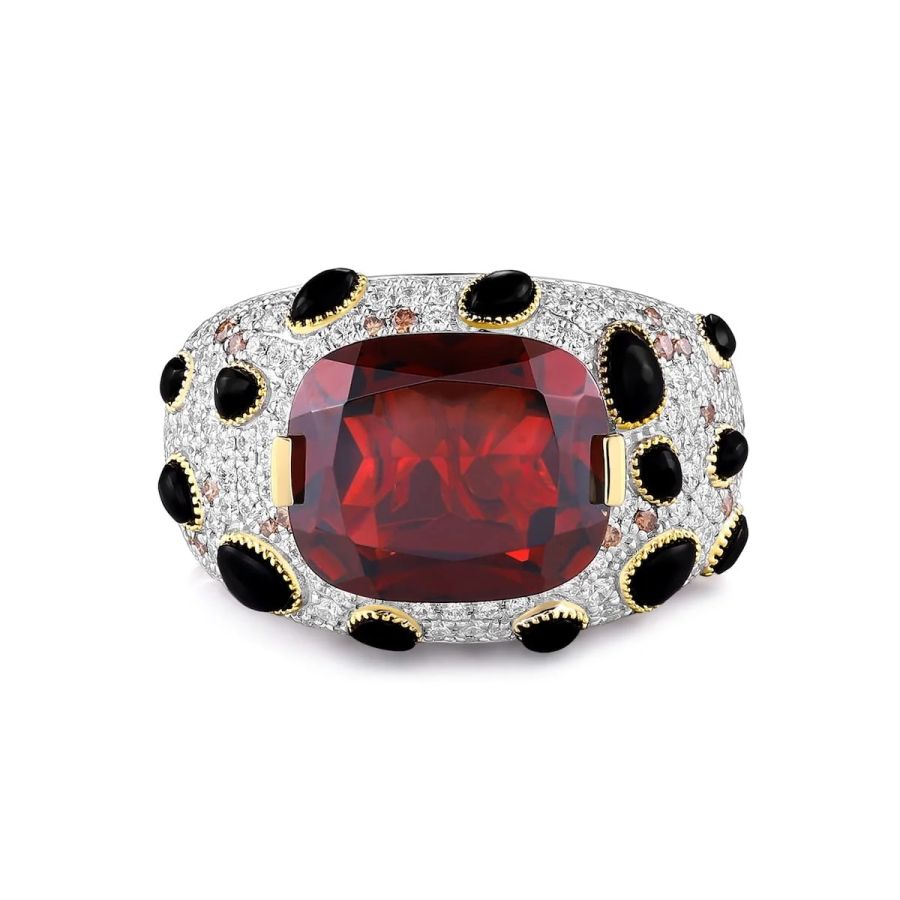 Šperky s granáty diamant prsten - 1146