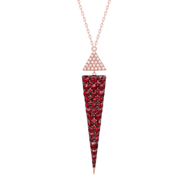 Garnet diamond necklace - 1003 #2