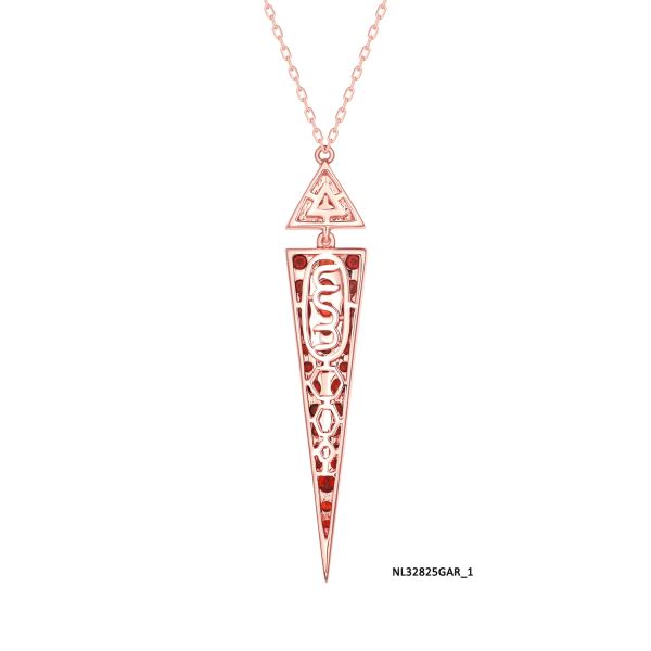 Garnet diamond necklace - 1003 #3