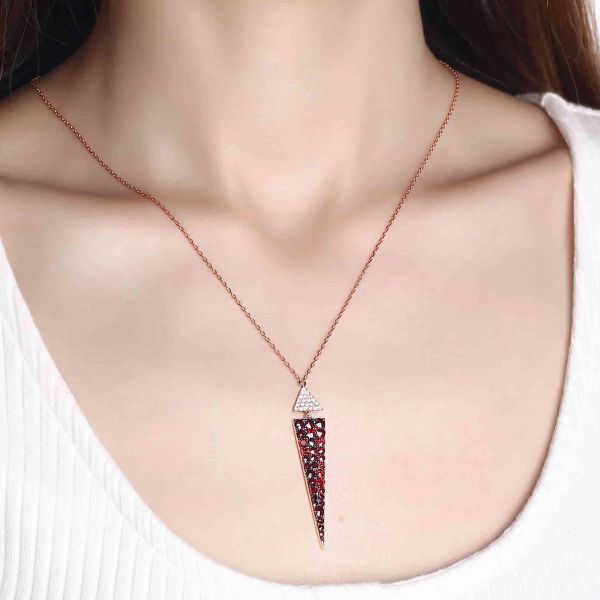 Garnet diamond necklace - 1003 #4